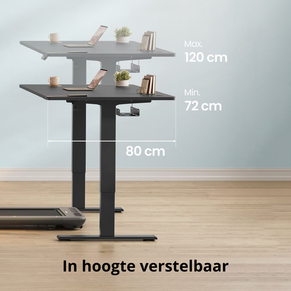 Nancy's Timau Verstelbaar Bureau - Zit / Sta Bureau - Computertafel - Zwart - 140 x 80 x 72-120 cm