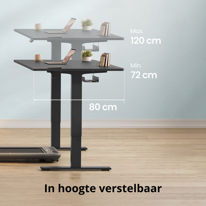 Nancy's Timau Verstelbaar Bureau - Zit / Sta Bureau - Computertafel - Zwart - 140 x 80 x 72-120 cm