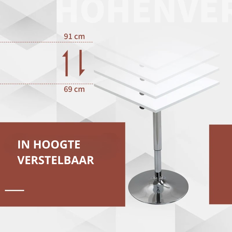 Nancy's Montegalda Bartafel - Hoge Tafel - Statafel - Wit / Zilver - Ø 60 cm