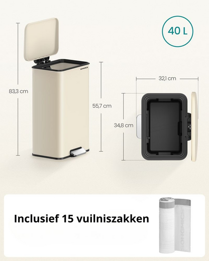 Nancy's Morbegno Pedaalemmer - Afvalbak - Prullenbak - Beige - 40 Liter