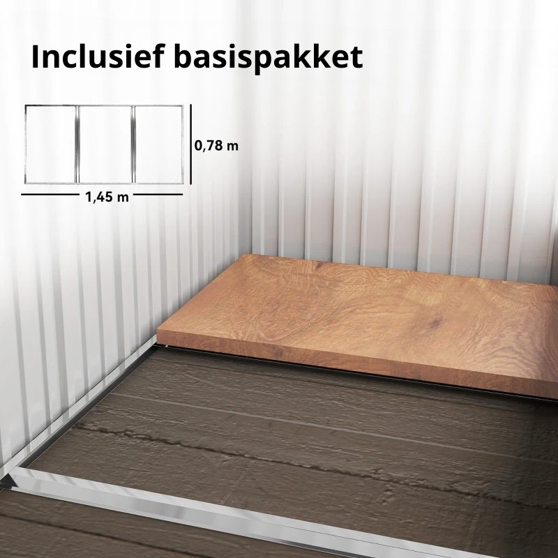 Nancy's Pellaro Opbergschuur - Gereedschapsschuur - Tuinschuur - Donkergrijs - Staal - ± 16 x 95 x 163/181 cm