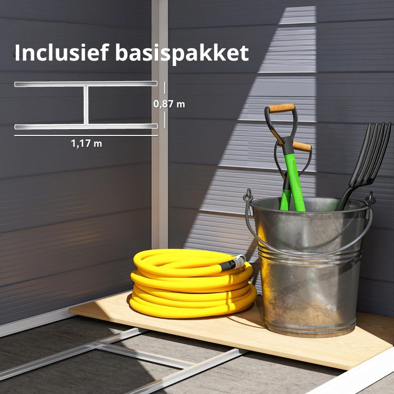 Nancy's Pelugo Opbergschuur - Tuinschuur - Gereedschapsschuur - Tuinhuisje - Grijs - Aluminium - ± 135 x 100 x 210 cm