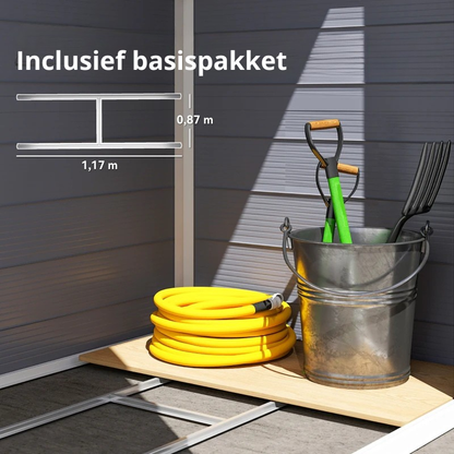 Nancy's Pelugo Opbergschuur - Tuinschuur - Gereedschapsschuur - Tuinhuisje - Grijs - Aluminium - ± 135 x 100 x 210 cm