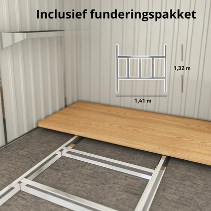 Nancy's Nogara Opbergschuur - Tuinschuur - Tuinhuisje - Gereedschapsschuur - Grijs - Staal - ± 155 x 205 x 160/180 cm