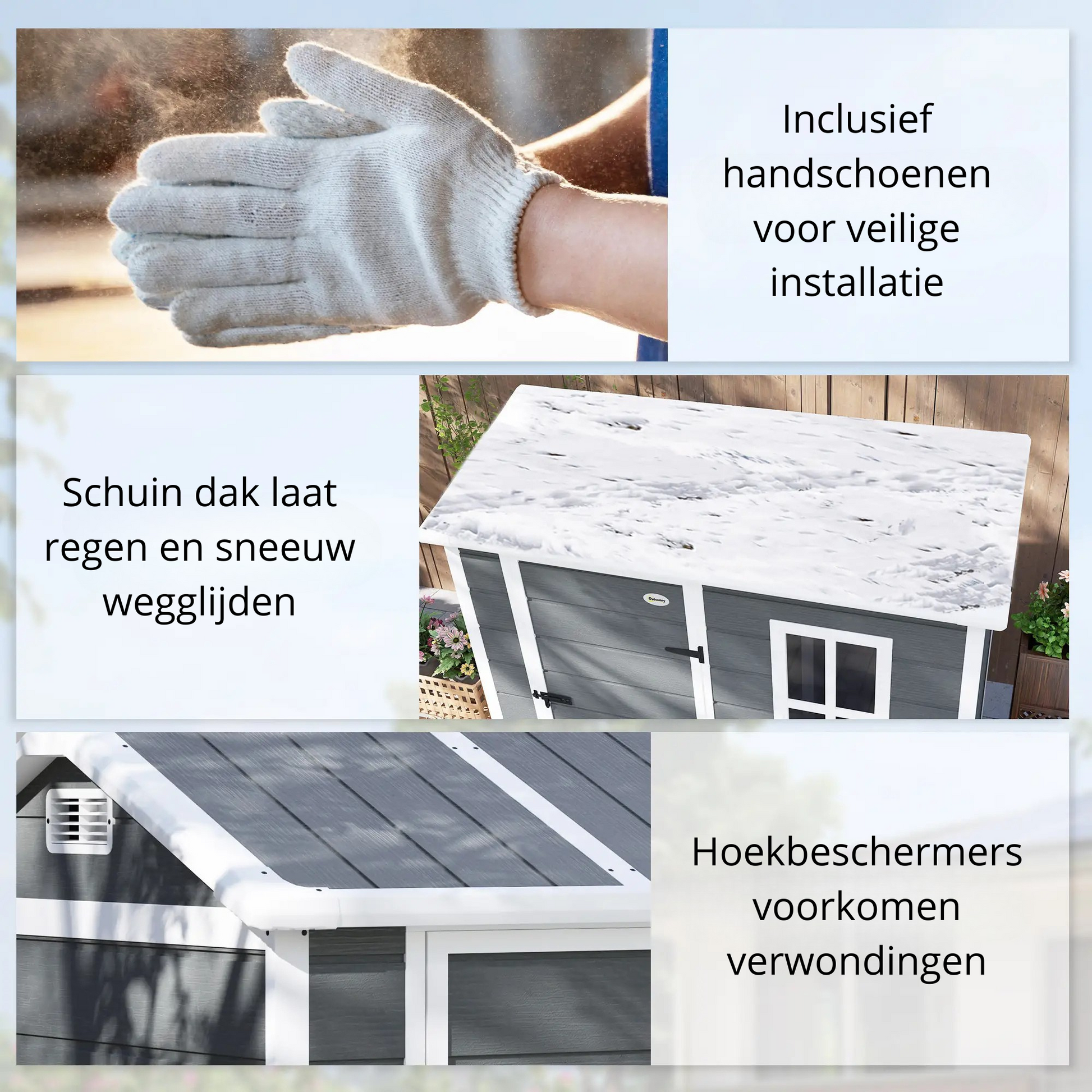 Nancy's Charvensod Tuinhuisje - Opbergschuur - Tuinschuur - Schuurtje - Kunststof - Grijs - ± 190 x 130 x 200 cm
