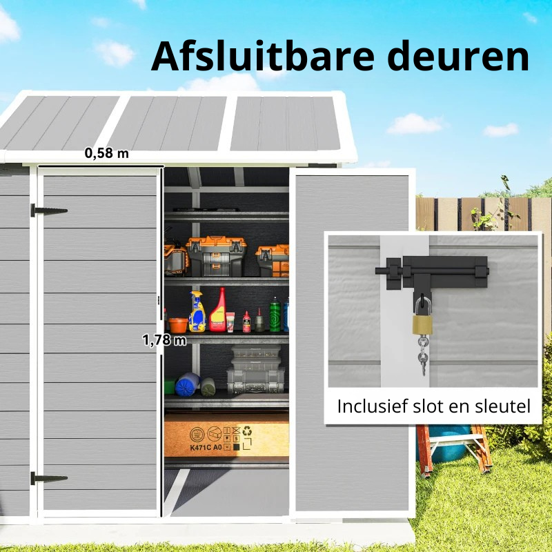Nancy's Montauro Opbergschuur - Tuinhuisje - Schuur - Gereedschapsschuur - Grijs - ± 180 x 180 x 220 cm