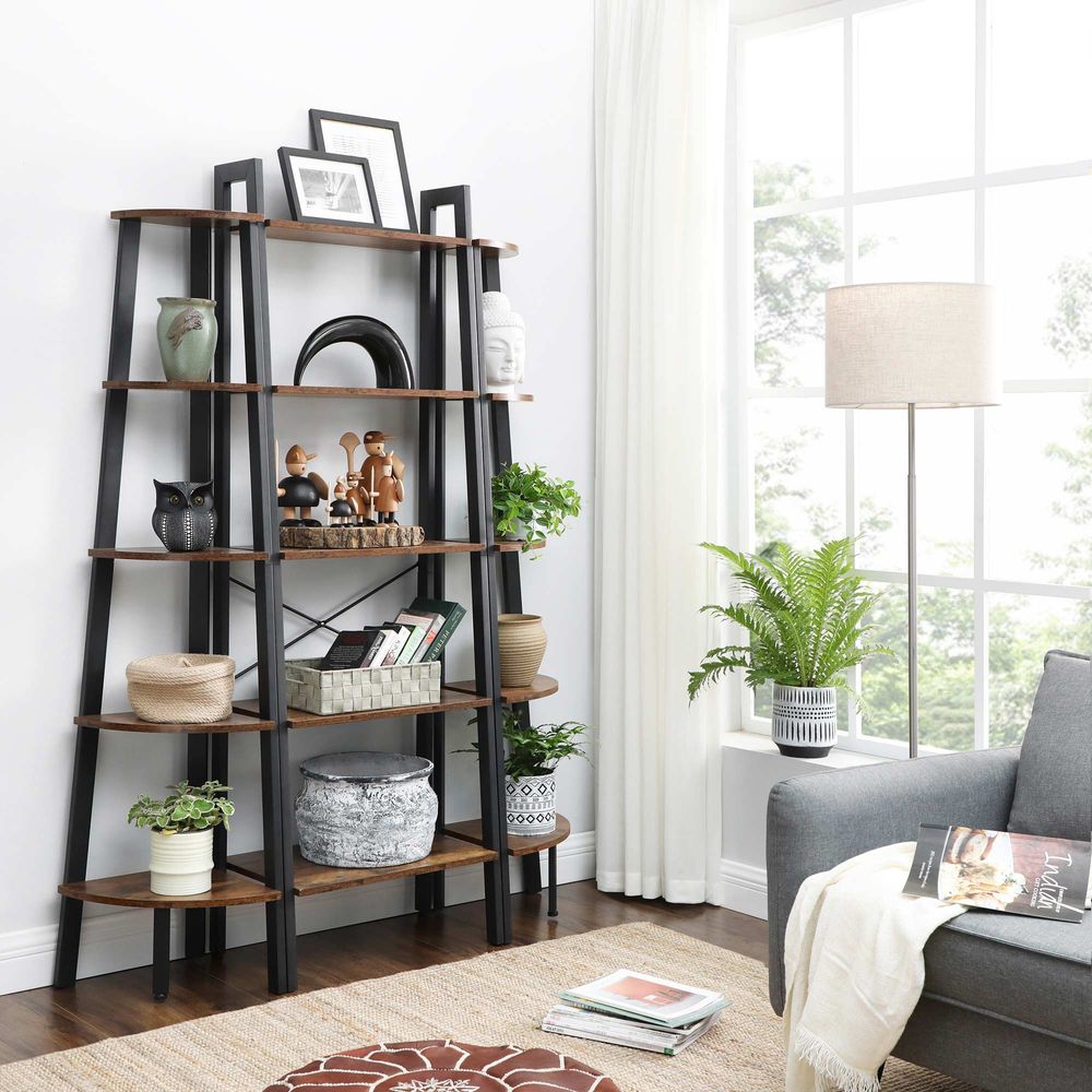 Nancy's Renton Boekenregaal - Boekenkast - Boekenrek - Wandrek - Vintage Bruin - ± 55 x 35 x 170 cm