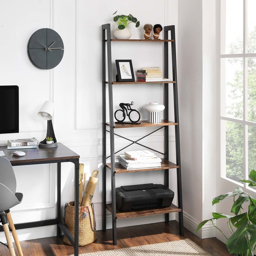 Nancy's Renton Boekenregaal - Boekenkast - Boekenrek - Wandrek - Vintage Bruin - ± 55 x 35 x 170 cm