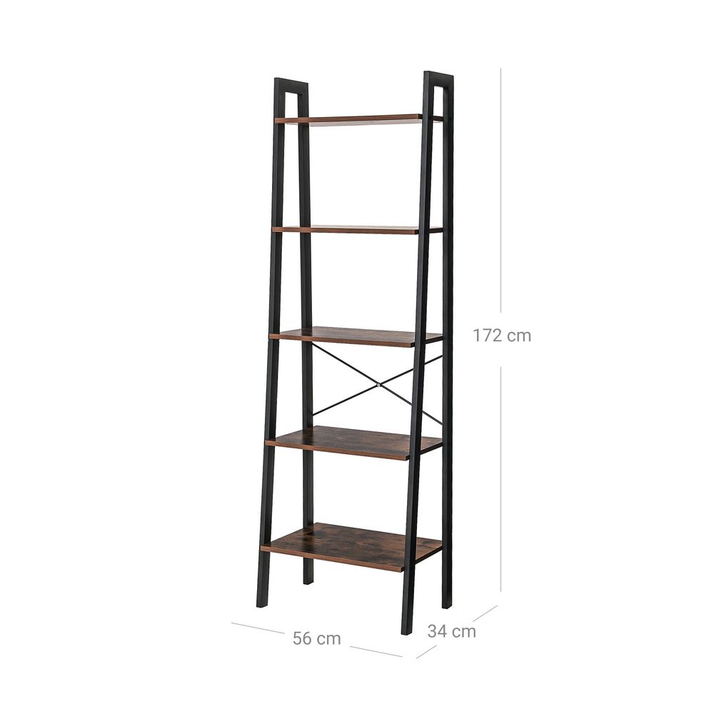 Nancy's Renton Boekenregaal - Boekenkast - Boekenrek - Wandrek - Vintage Bruin - ± 55 x 35 x 170 cm