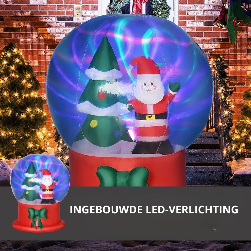 Nancy's Orosei Opblaasbare Kerstbal - Kerstversiering - Kerstdecoratie buiten - LED-Lampjes - Blauw - 110 x 110 x 150 cm