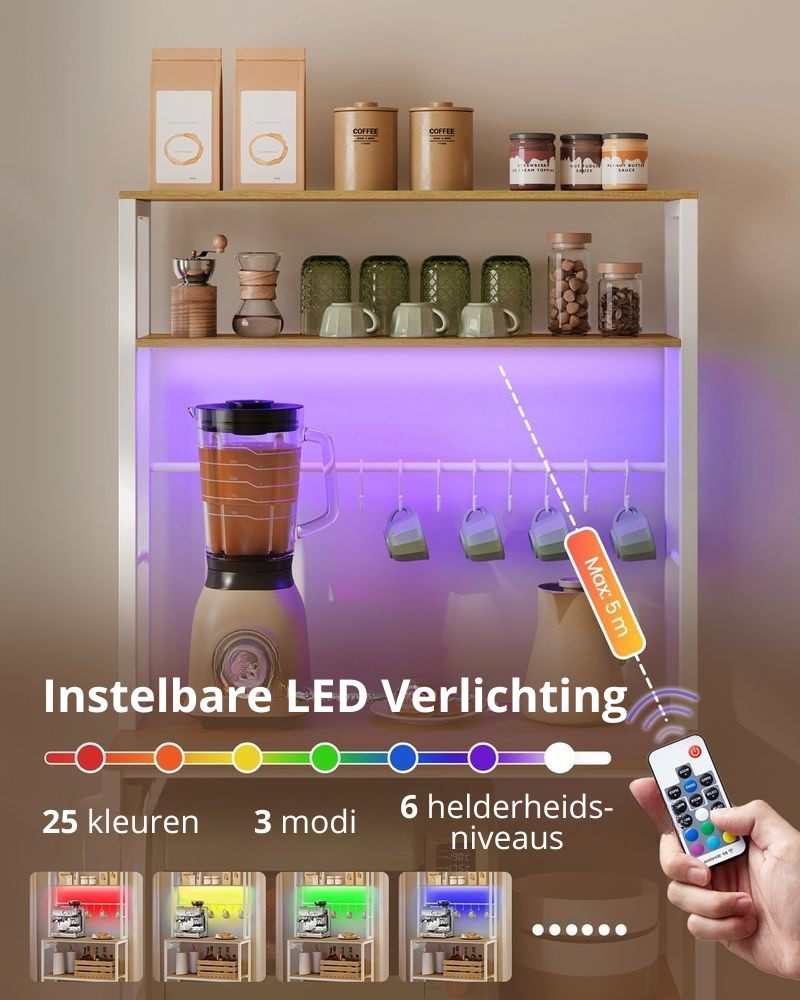 Nancy's Paratico Keukenkast - Keukenrek - LED-Verlichting - Eikenhout / Wit - ± 80 x 40 x 170 cm