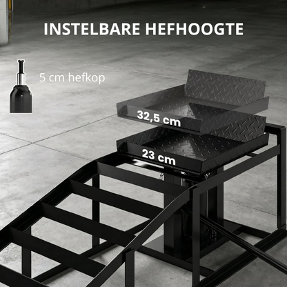 Nancy's Tarvisio Hefbrughellingen - Oprijplaten - Oprijhelling - Antislip - Verstelbare hoogte - Zwart - Staal - 114 x 34,5 x 23-32,5 cm