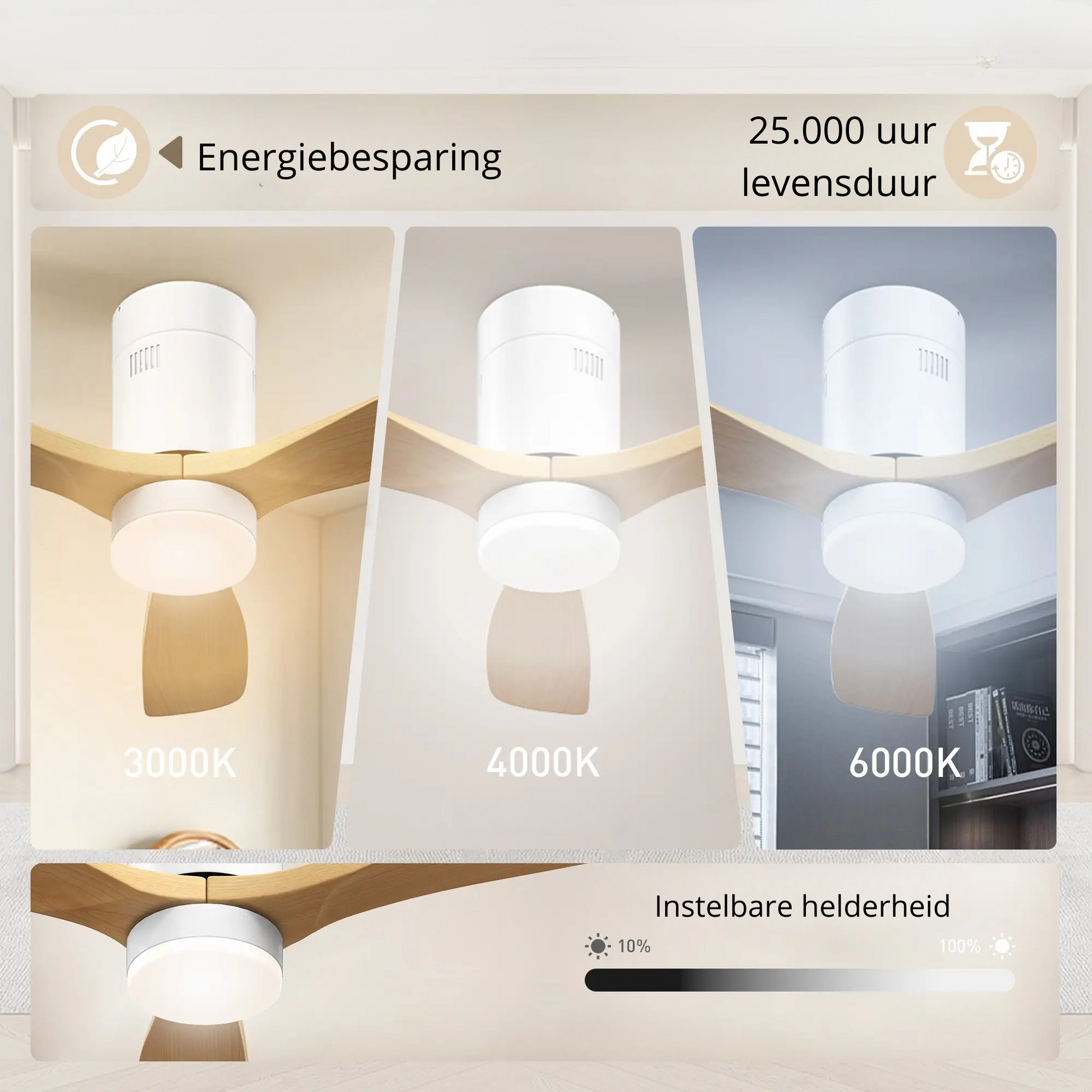 Nancy's Gottolengo Plafondventilator - Aanpasbare Verlichting - Timer - Massief Hout