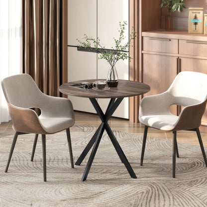 Nancy's Travo Eettafel rond - Ronde eettafel met houtlook - Bruin - Spaanplaat / Staal - Ø80 x 75H cm