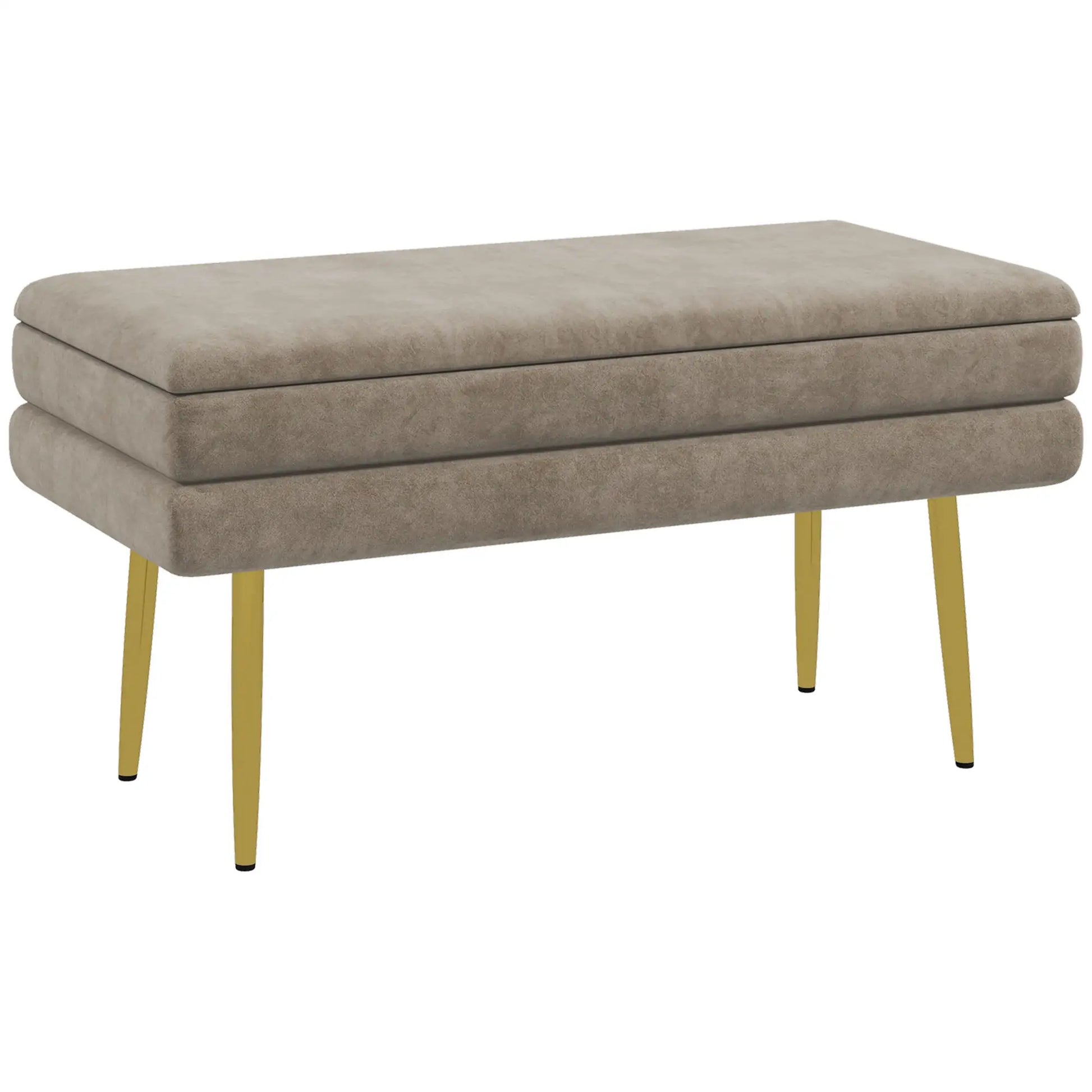 Nancy's Lavagna Bankje - Opbergbank - Beige - Polyester - ± 80 x 35 x 45 cm