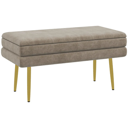 Nancy's Lavagna Bankje - Opbergbank - Beige - Polyester - ± 80 x 35 x 45 cm