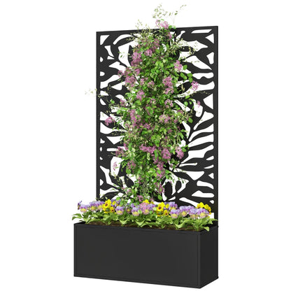 Nancy's Rioveggio Bloembak met Klimrek - Plantenbak - Plantenrek - Zwart - Staal - ± 60 x 25 x 115 cm