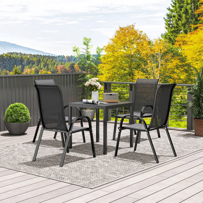 Nancy's Corleone Tuintafel - Terrastafel - Eettafel voor Buiten - Zwart - ± 75 x 75 x 70 cm