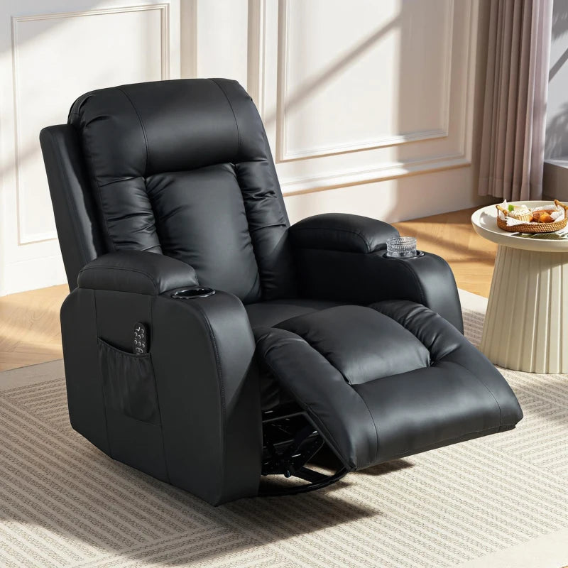 Nancy's Pollone Massagestoel - Relaxfauteuil met massagefunctie - Warmte massage - Schommelfunctie - Zwart - Kunstleer