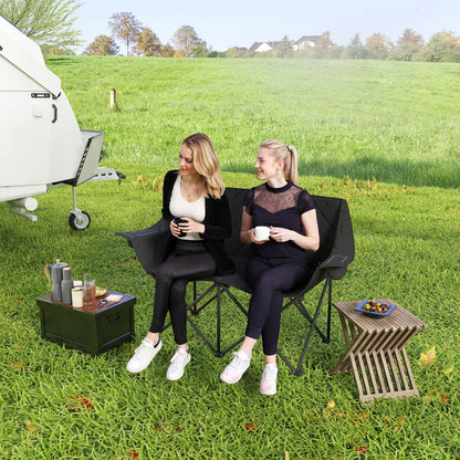 Nancy's Dro Dubbele Campingstoel - Vouwstoel - Visstoel - Zwart