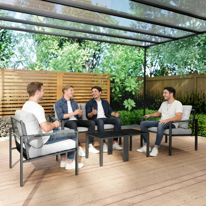 Nancy's Sassetta Loungeset - 5-Delige Terrasmeubelset - Tuinset - Grijs