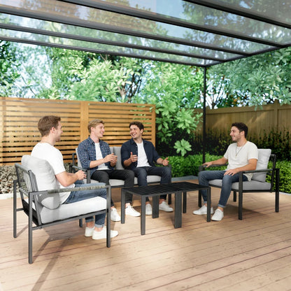 Nancy's Sassetta Loungeset - 5-Delige Terrasmeubelset - Tuinset - Grijs