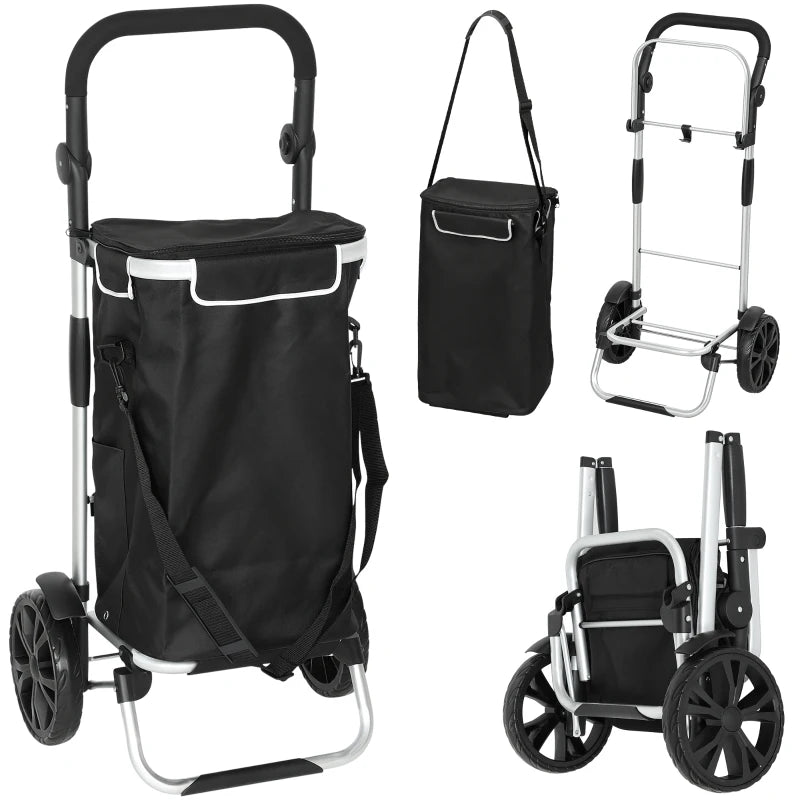 Nancy's Nerviano Boodschappentrolley - Boodschappenkar - Boodschappenwagentje - Zwart / Zilver - 40 Liter
