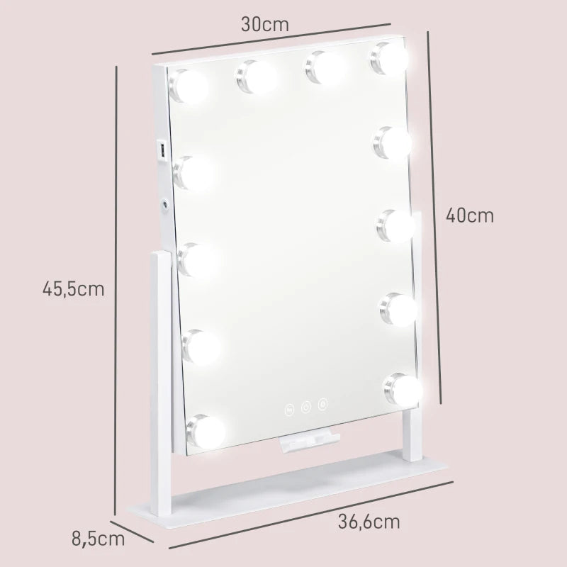 Nancy's Carragozela Make-up Spiegel - Beautyspiegel - Met LED Verlichting - 10x Vergroting - Draaibaar - ± 35 x 45 cm