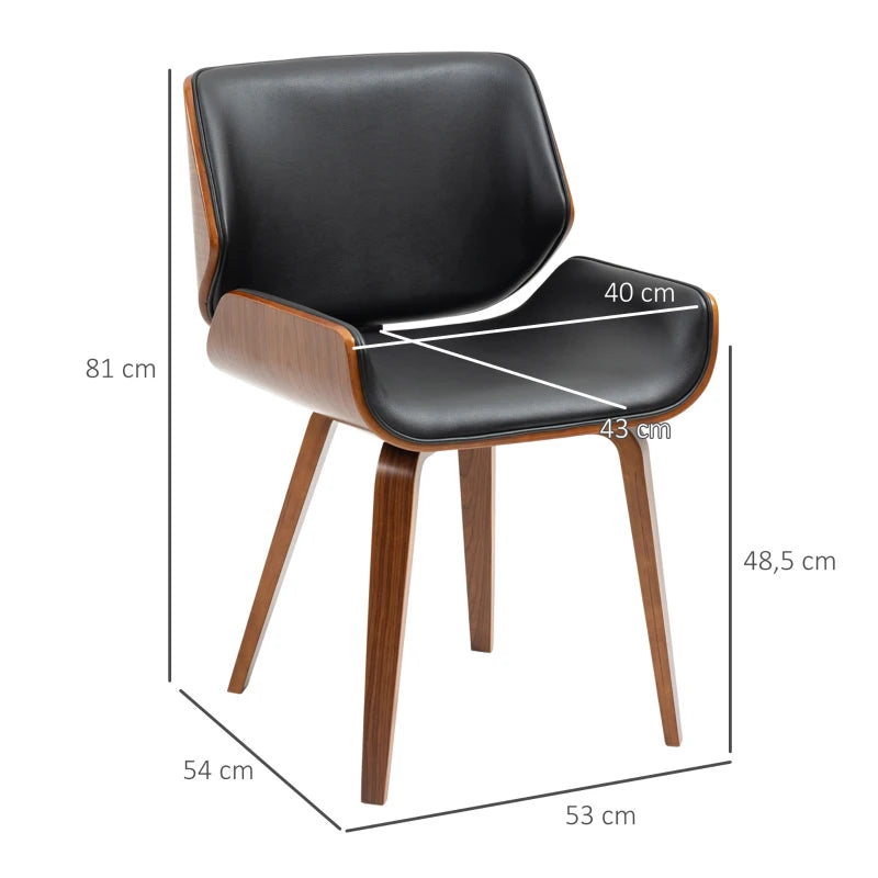 Nancy's Monterotondo Eetkamerstoelen - Set van 2 - Keukenstoelen - Retro - Zwart - Kunstleer / Hout