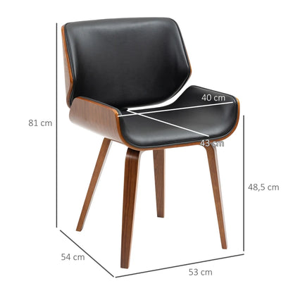 Nancy's Monterotondo Eetkamerstoelen - Set van 2 - Keukenstoelen - Retro - Zwart - Kunstleer / Hout