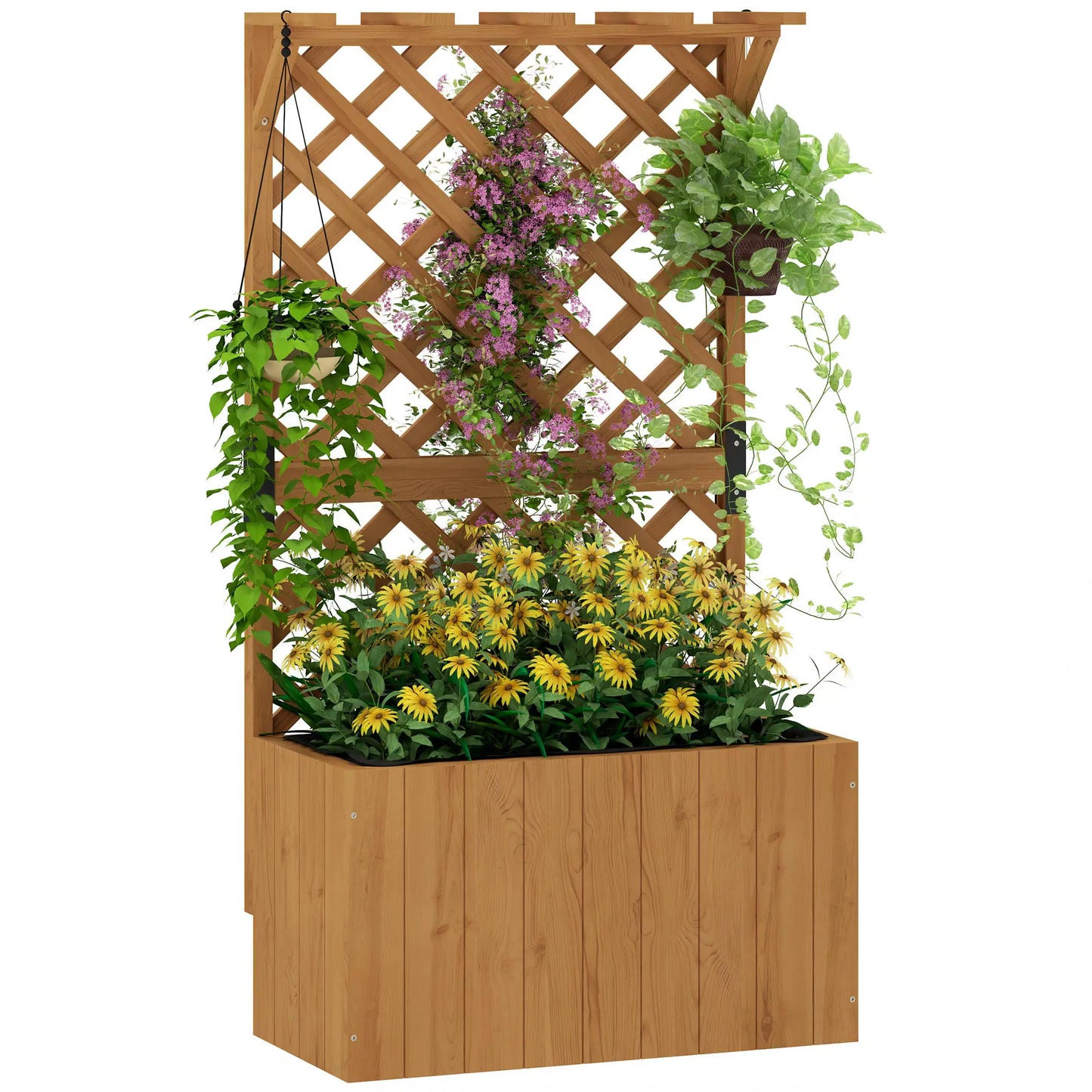 Nancy's Chiusi Plantenbak - Plantenrek - Plantenbed - Dennenhout - ± 65 x 35 x 120 cm