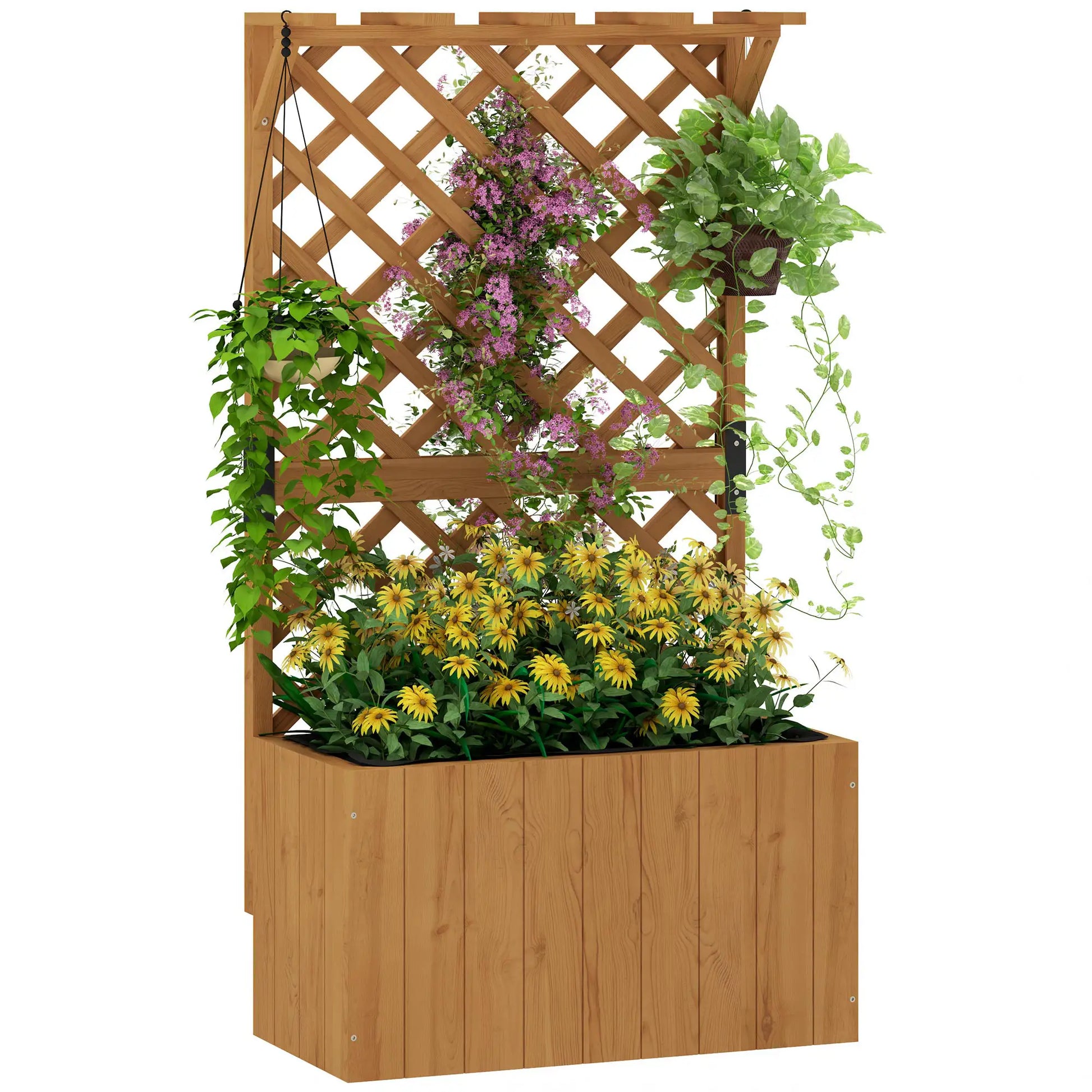 Nancy's Chiusi Plantenbak - Plantenrek - Plantenbed - Dennenhout - ± 65 x 35 x 120 cm