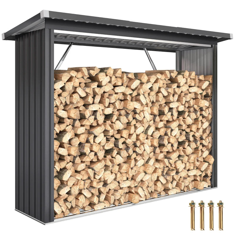 Nancy's Morfasso Haardhout Opslag - Brandhoutopslag - Houtopslag - Haardhoutrek - Grijs - Staal