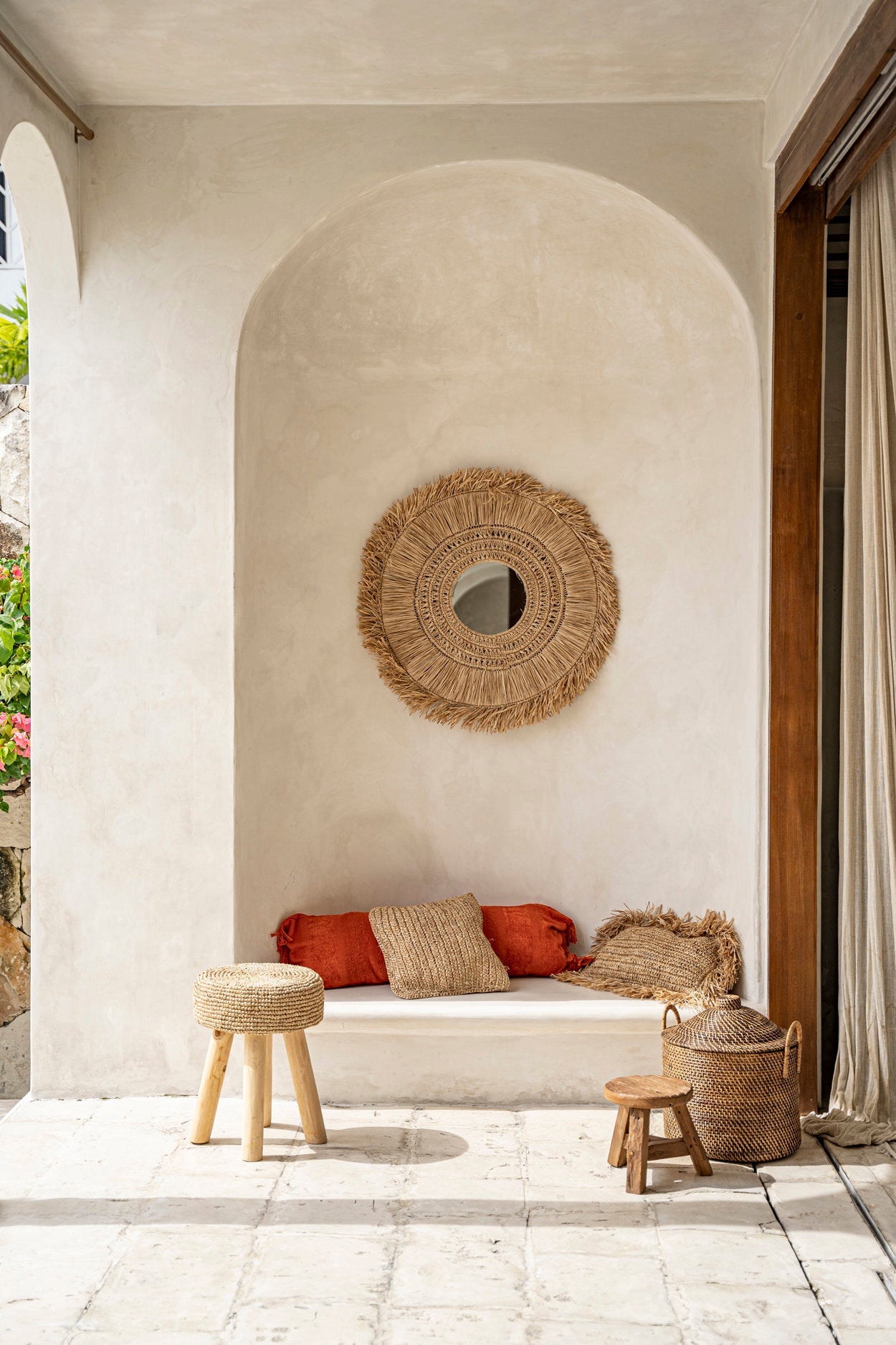 Bazar Bizar Raffia Kruk - Naturel