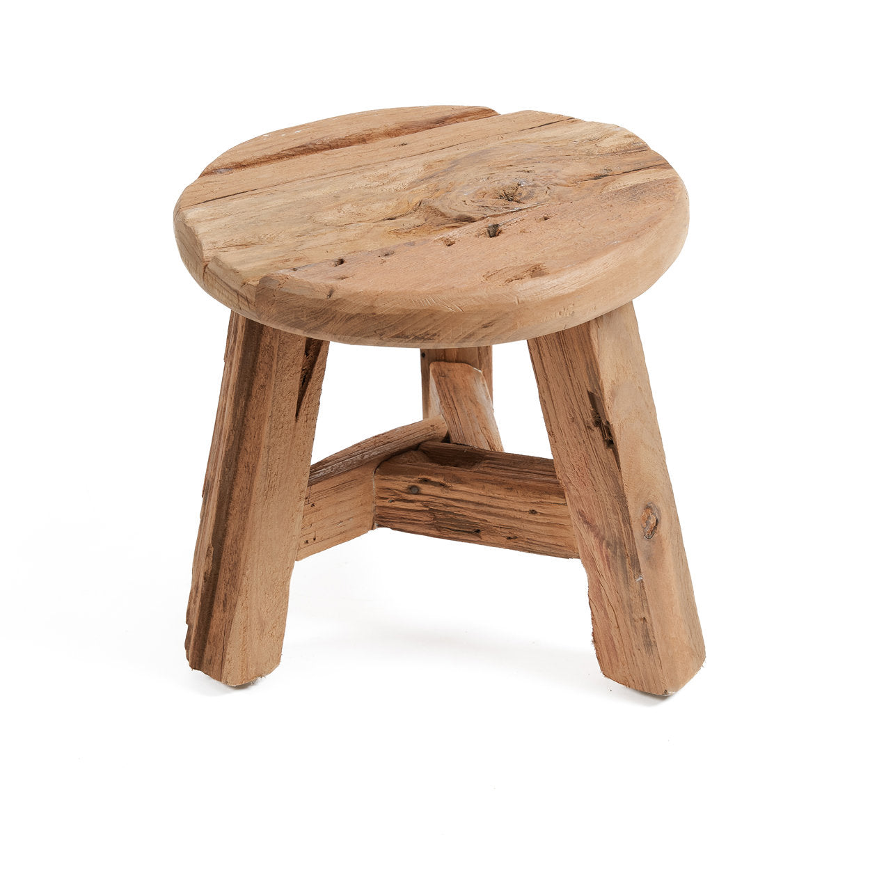 Bazar Bizar Yatai Stool - Natural - Teak wood - ± Ø 30 x 25 cm