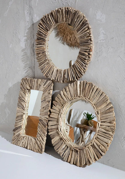 Bazar Bizar Driftwood Framed Spiegel - Naturel - Drijfhout - ± 40 x 60 cm