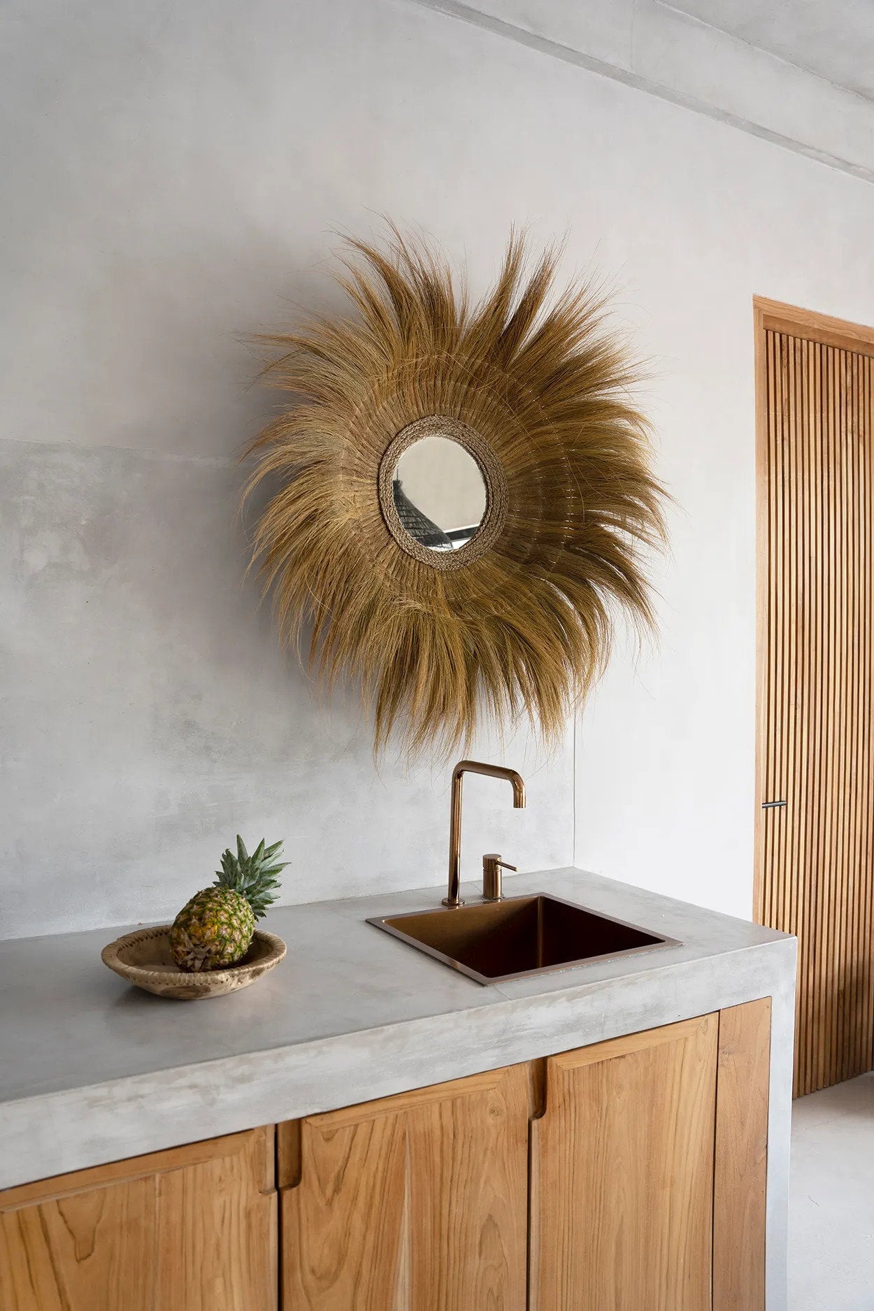 Bazar Bizar Sunken Forest Mirror - Natural - Grass - Ø 90 cm