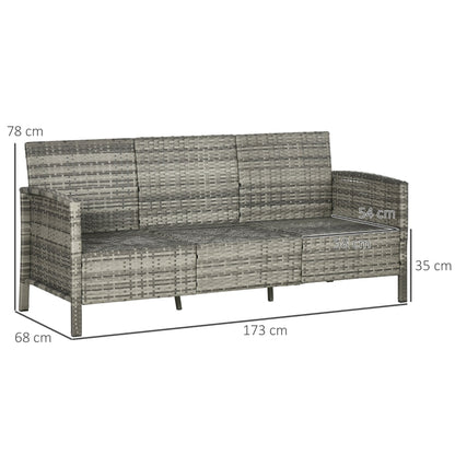 Nancy's Trowbridge Lounge Sofa - Garden Sofa - 3-seater - Rattan - Gray