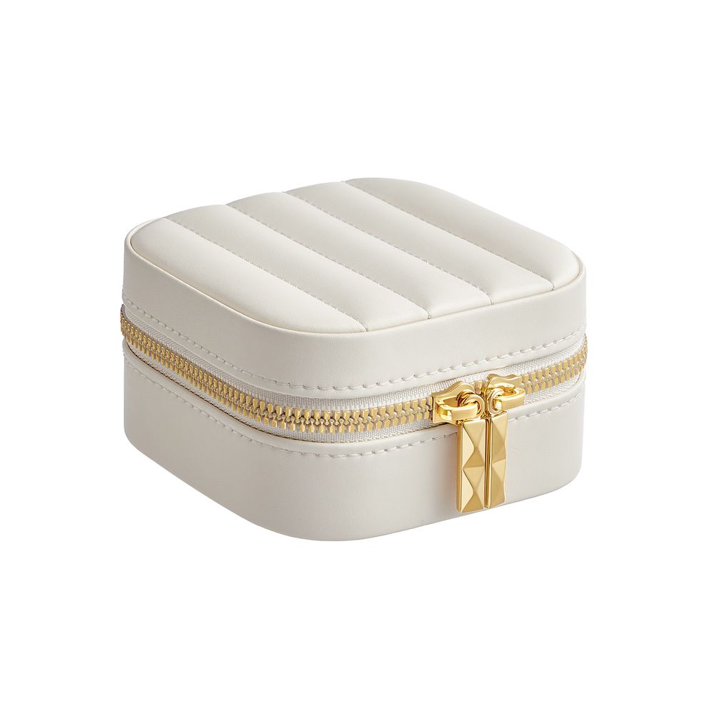 Nancy's Borgomanero Sieradendoos - Juwelendoos - Travel Case - Wit - Kunstleer / Fluweel - ± 10 x 10 x 6 cm