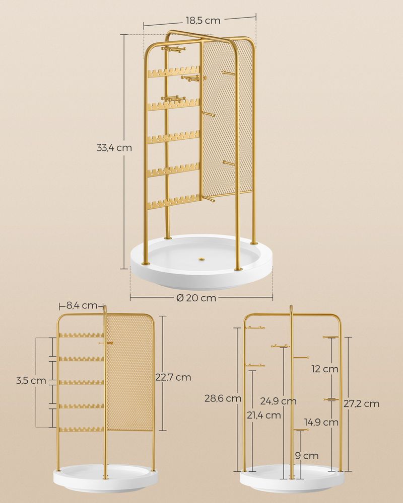 Nancy's Covilha Sieradenhouder - Sieraden rek - Sieradenstandaard - Draaibaar - Goud - Staal - Nancy Homestore