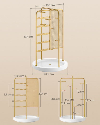 Nancy's Covilha Sieradenhouder - Sieraden rek - Sieradenstandaard - Draaibaar - Goud - Staal - Nancy Homestore