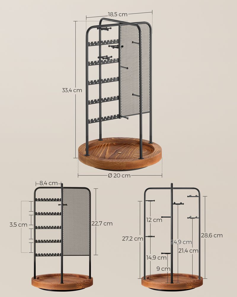 Nancy's Covilha Sieradenhouder - Sieraden rek - Sieradenstandaard - Draaibaar - Zwart - Staal - Nancy Homestore