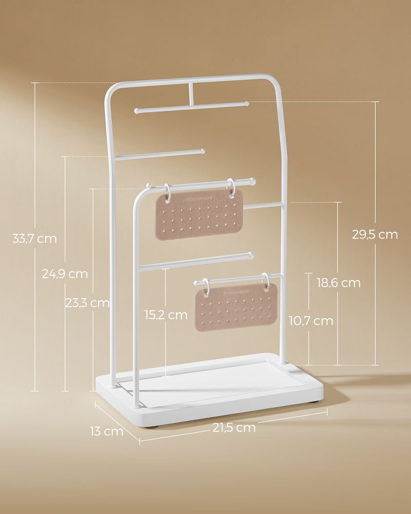 Nancy's Casegas Sieradenhouder - Sieraden rek - Sieradenstandaard - Wit - Staal / Fluweel - Nancy Homestore