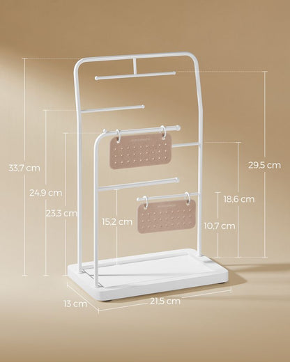 Nancy's Casegas Sieradenhouder - Sieraden rek - Sieradenstandaard - Wit - Staal / Fluweel - Nancy Homestore