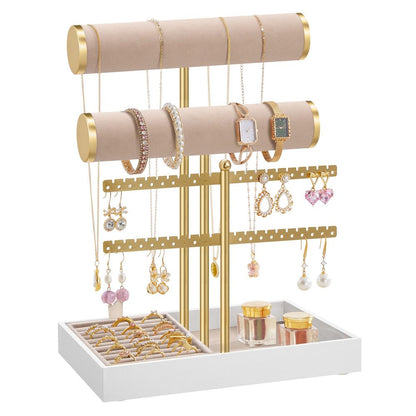 Nancy's Strassoldo Sieradenhouder - Sieraden Rek - Sieradenstandaard - Lichtgoud / Bruin - ± 22 x 15 x 30 cm