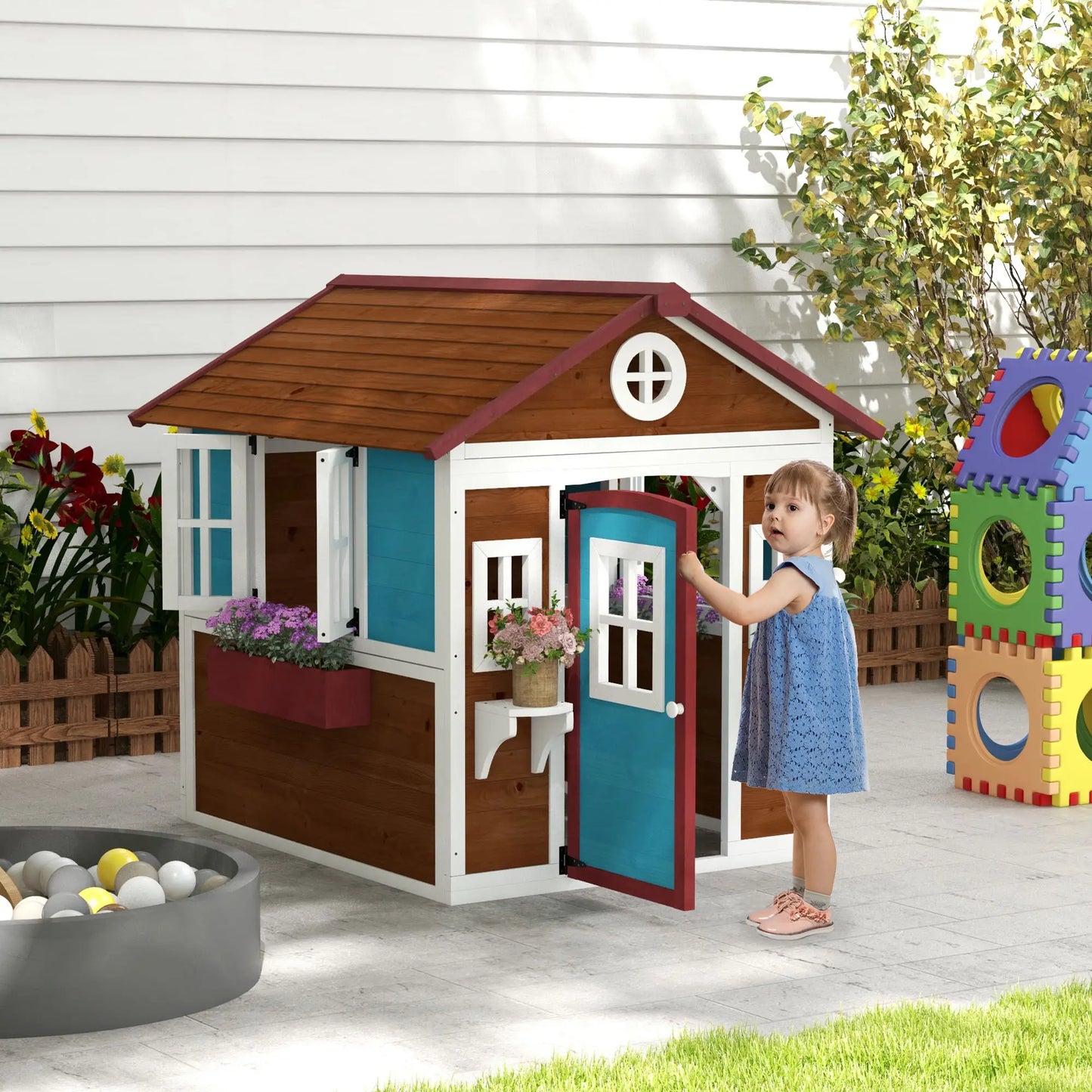 Nancy's Dolo Speelhuisje - Kinderspeelhuisje - Bruin - Dennenhout - ± 115 x 125 x 135 cm
