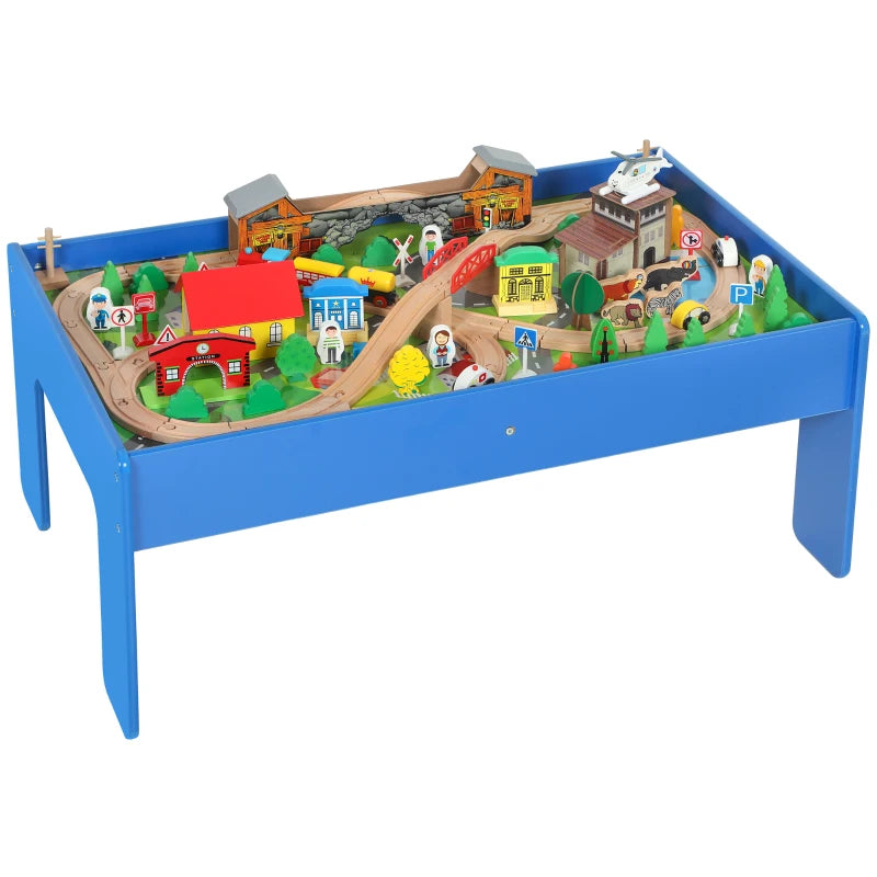 Nancy's Pezzaze Speeltafel voor kinderen - Treintafel - 108-delige houten treinset - Blauw