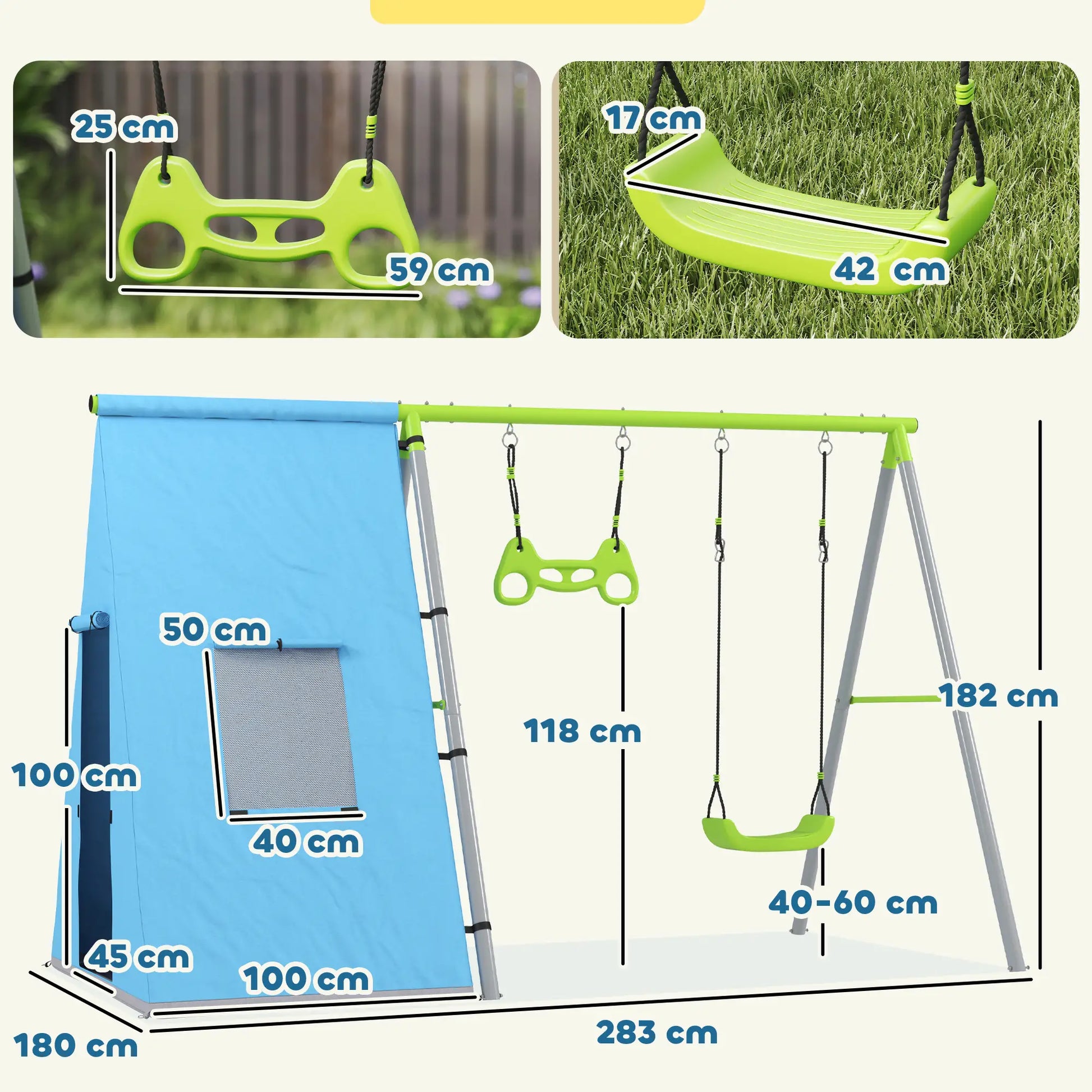 Nancy's Dozza Speeltoestel - Kinderschommel - Speelset - Speeltent - ± 280 x 180 x 180 cm