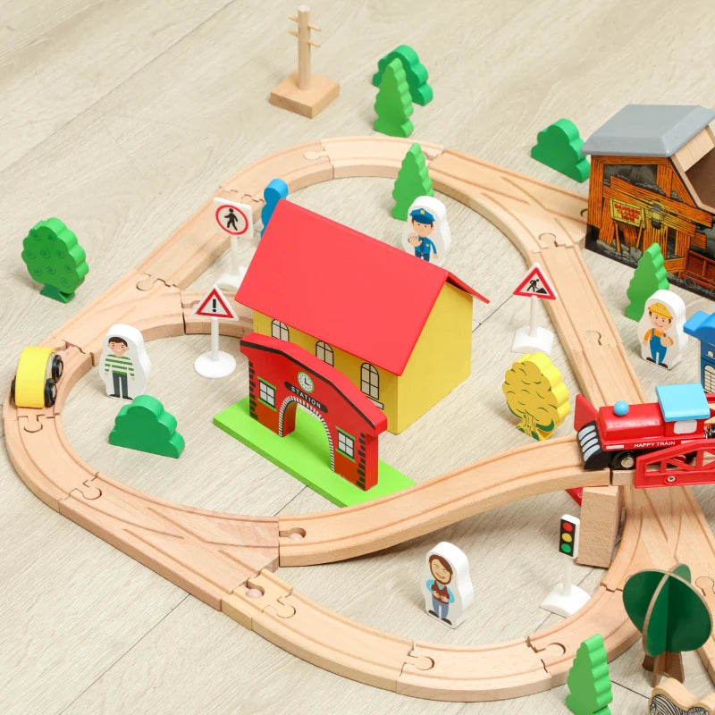 Nancy's Pezzaze Speeltafel voor kinderen - Treintafel - 108-delige houten treinset - Blauw