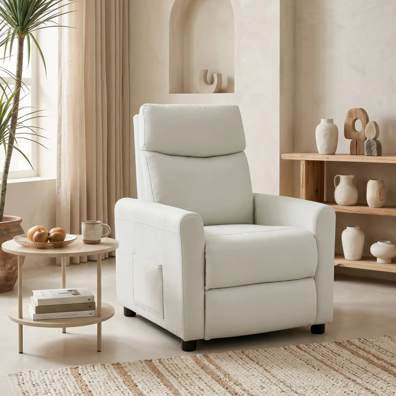 Nancy's Terenzo Lounge Fauteuil - Relaxfauteuil - Loungestoel - Verstelbaar - Crèmewit - Linnen